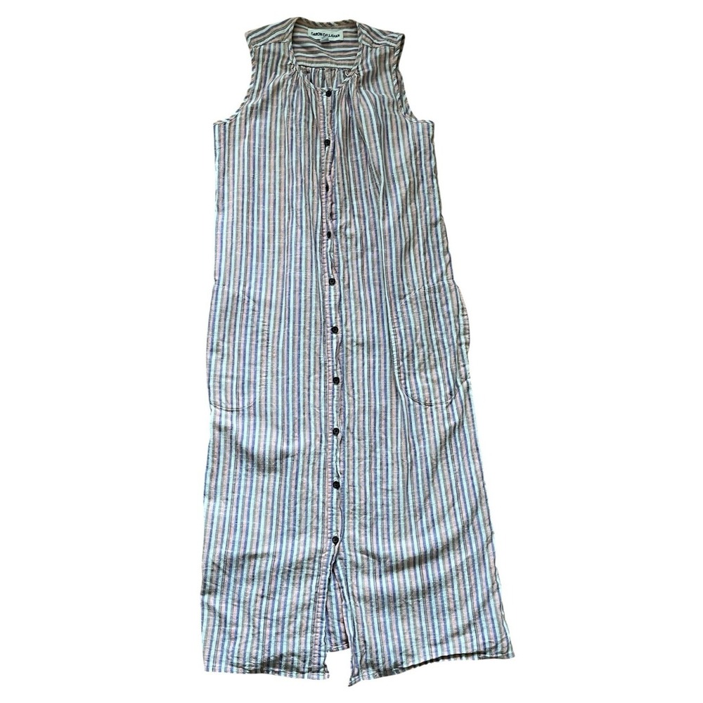 Caron Callahan Striped Cotton Midi Dress, Size Small
